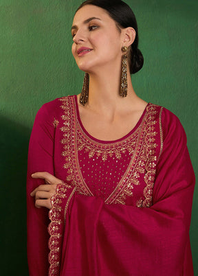 3 Pc Maroon Silk Suit Set