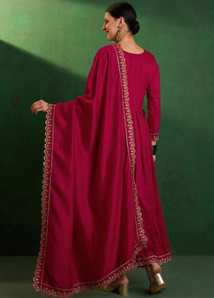 3 Pc Maroon Silk Suit Set