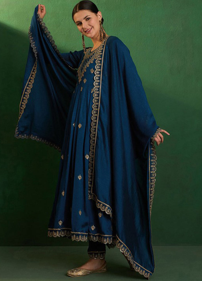 3 Pc Brown Silk Suit Set