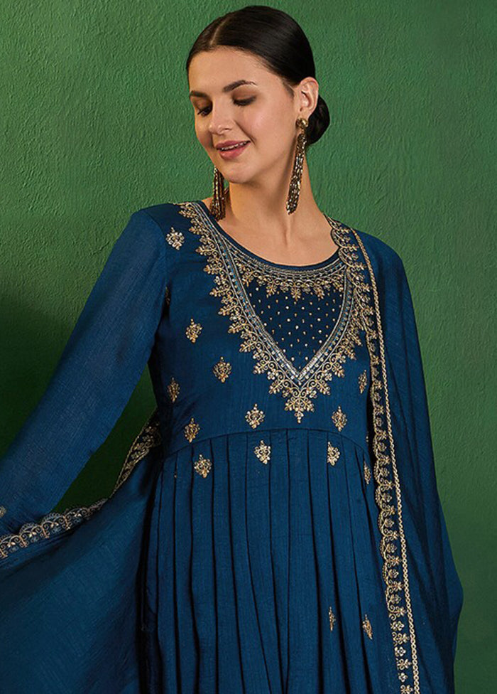 3 Pc Brown Silk Suit Set
