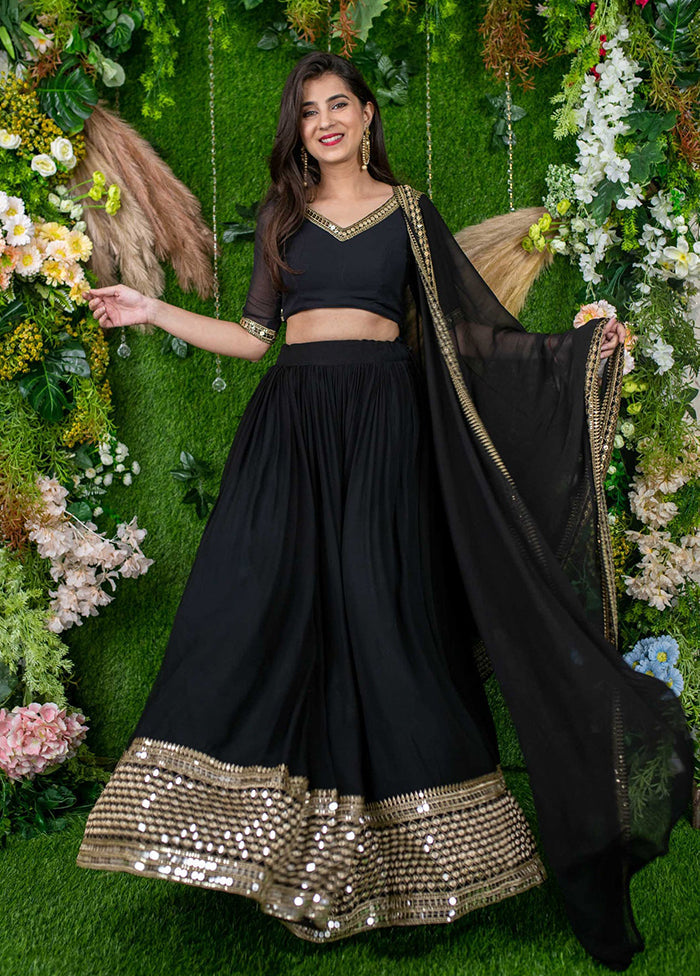 Black Georgette Dupatta Lehenga Set
