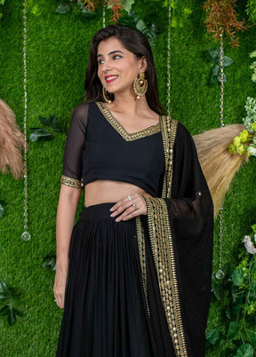 Black Georgette Dupatta Lehenga Set