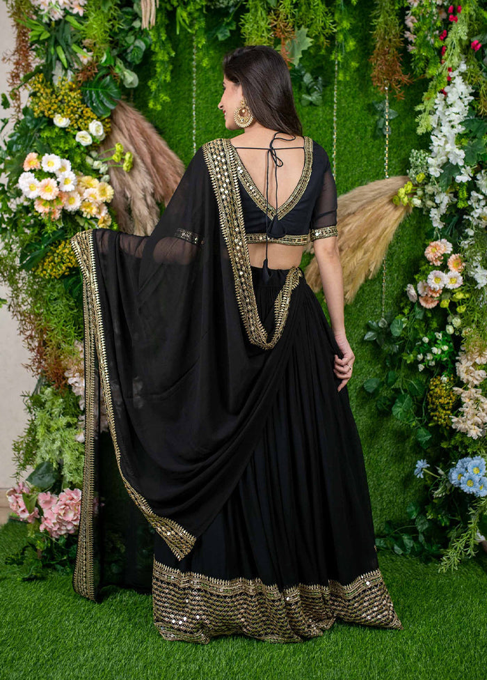 Black Georgette Dupatta Lehenga Set
