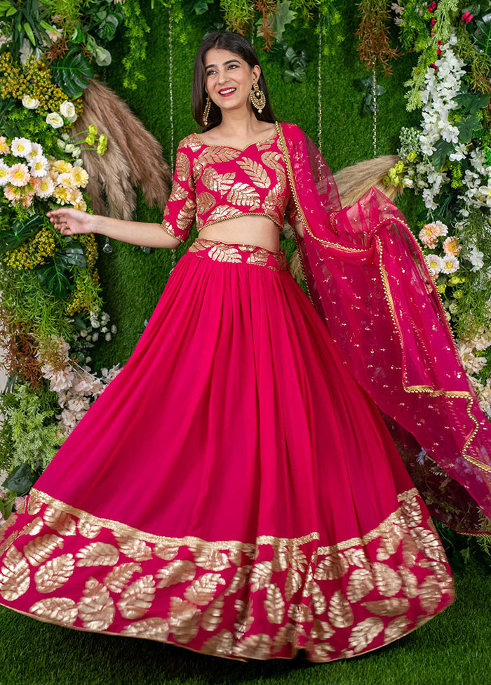 Pink Georgette Dupatta Lehenga Set