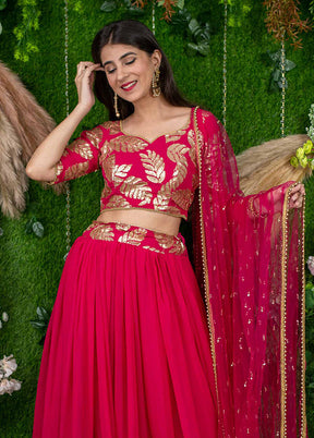 Pink Georgette Dupatta Lehenga Set