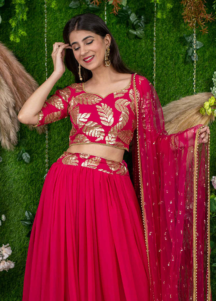 Pink Georgette Dupatta Lehenga Set