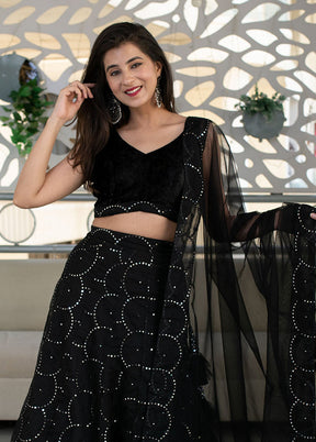 Black Net Dupatta Lehenga Set