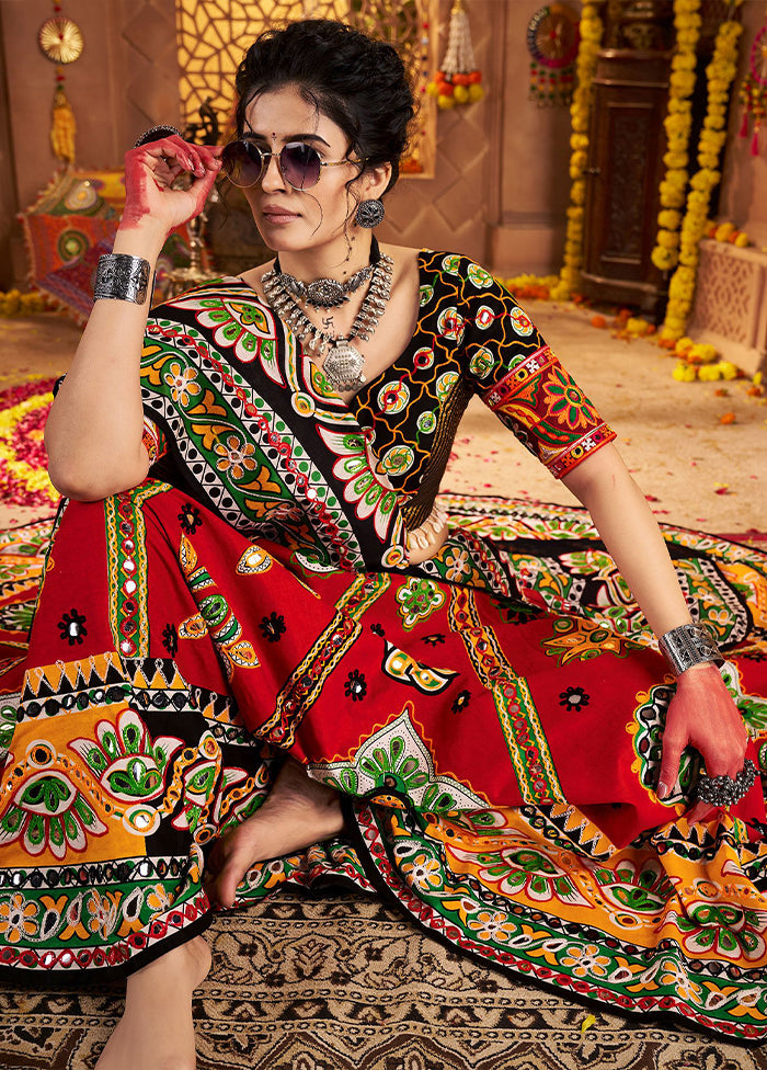 Maroon Cotton Dupatta Lehenga Set
