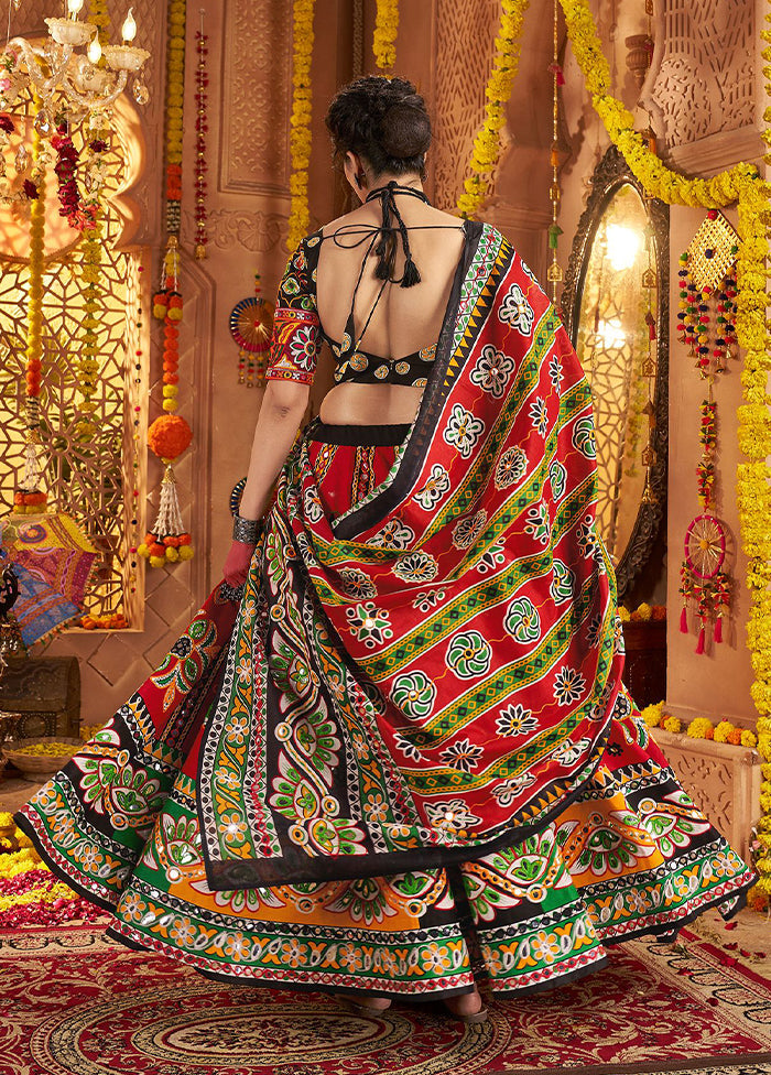 Maroon Cotton Dupatta Lehenga Set