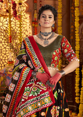 Black Cotton Dupatta Lehenga Set
