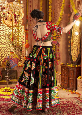 Black Cotton Dupatta Lehenga Set