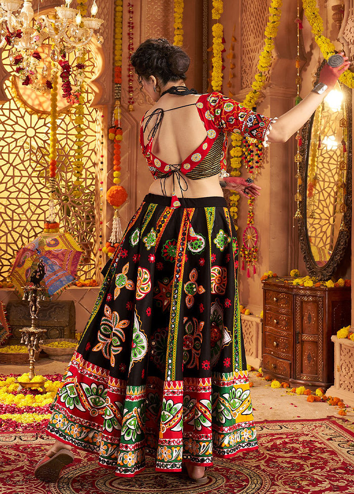 Black Cotton Dupatta Lehenga Set