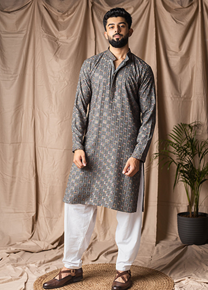 Grey Silk Kurta & Pajama Set
