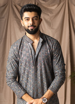 Grey Silk Kurta & Pajama Set