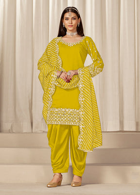 3 Pc Yellow Silk Suit Set