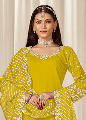 3 Pc Yellow Silk Suit Set