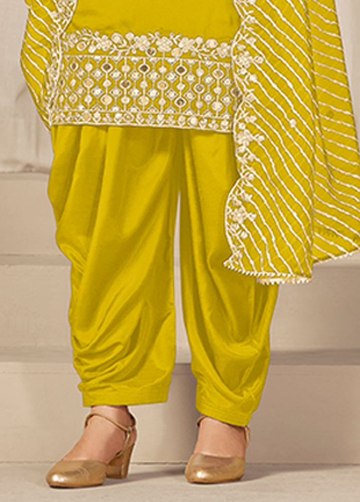 3 Pc Yellow Silk Suit Set