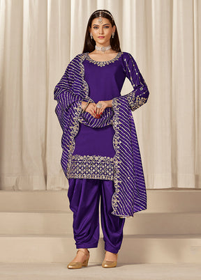 3 Pc Purple Silk Suit Set