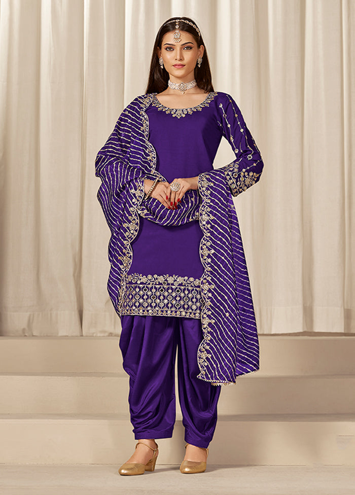3 Pc Purple Silk Suit Set