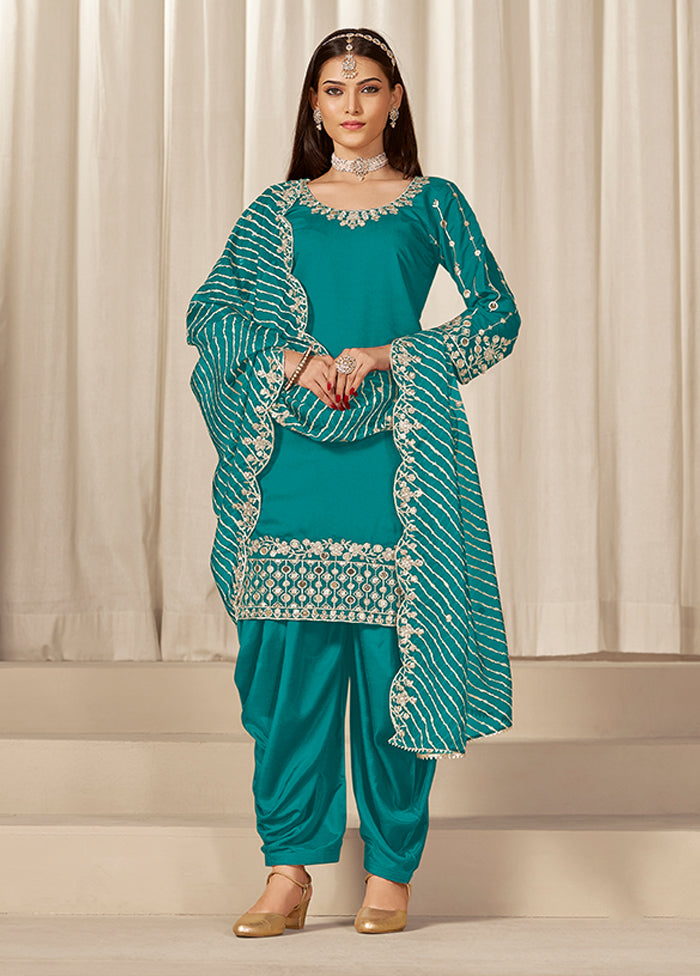 3 Pc Green Silk Suit Set
