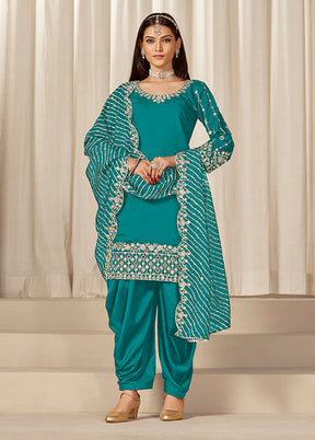 3 Pc Green Silk Suit Set