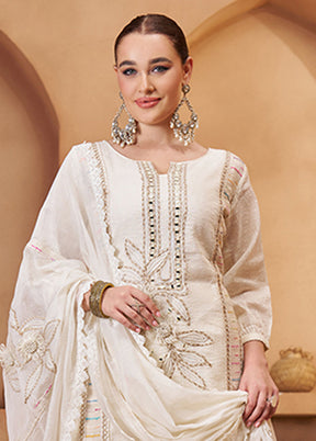 3 Pc Cream Cotton Suit Set
