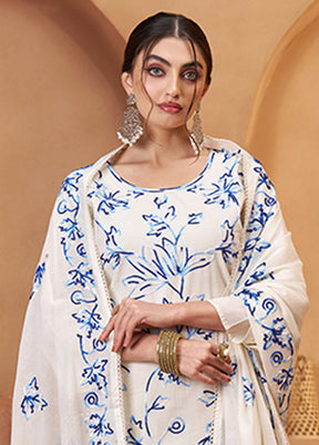 3 Pc Cream Cotton Suit Set