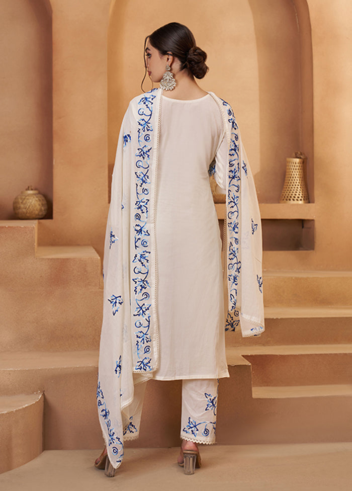 3 Pc Cream Cotton Suit Set