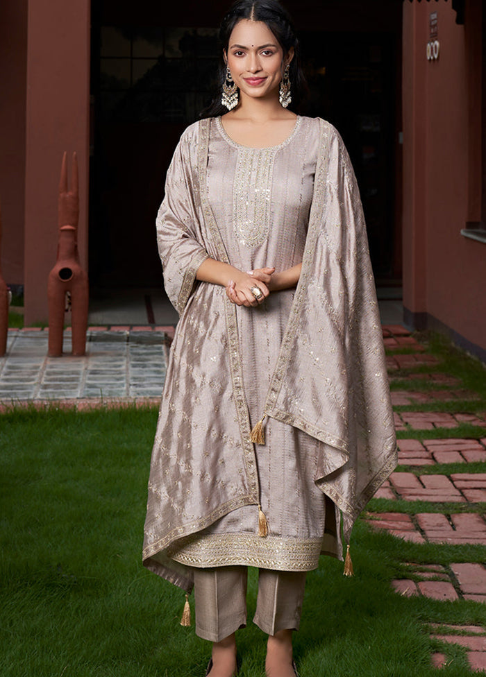 3 Pc Purple Silk Suit Set