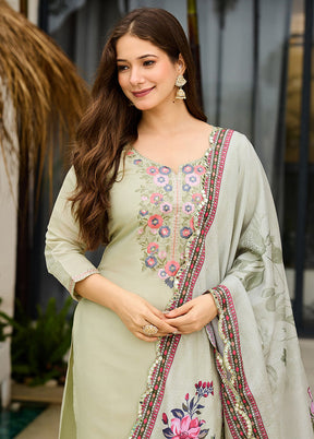3 Pc Green Silk Suit Set