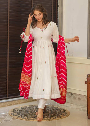 3 Pc Cream Cotton Suit Set