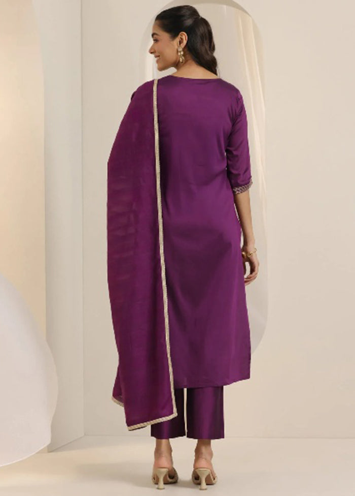 3 Pc Purple Silk Suit Set