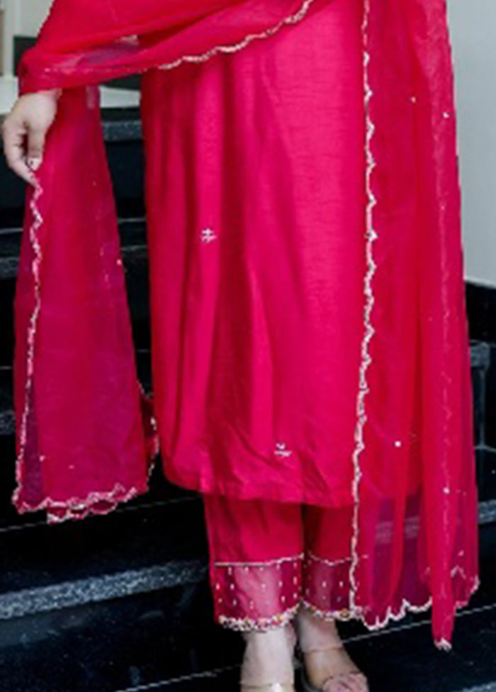 3 Pc Pink Silk Suit Set