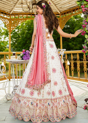 Cream Georgette Dupatta Lehenga Set