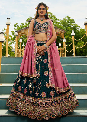 Green Georgette Dupatta Lehenga Set