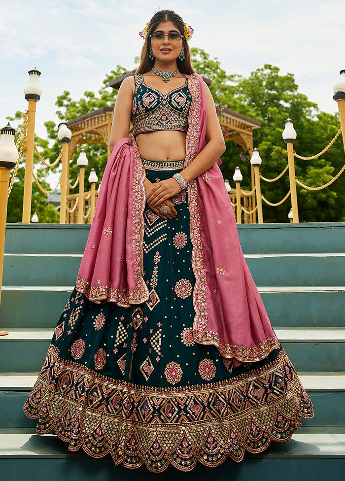 Green Georgette Dupatta Lehenga Set