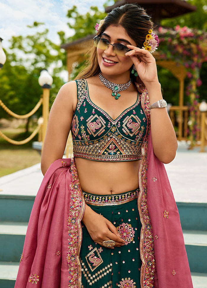 Green Georgette Dupatta Lehenga Set