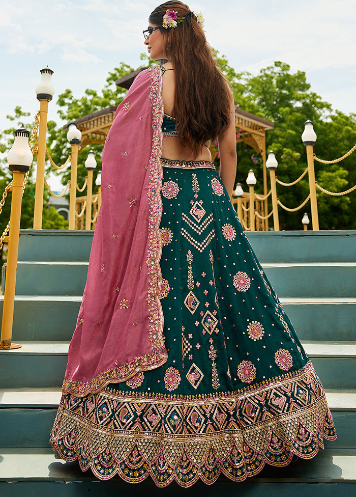 Green Georgette Dupatta Lehenga Set