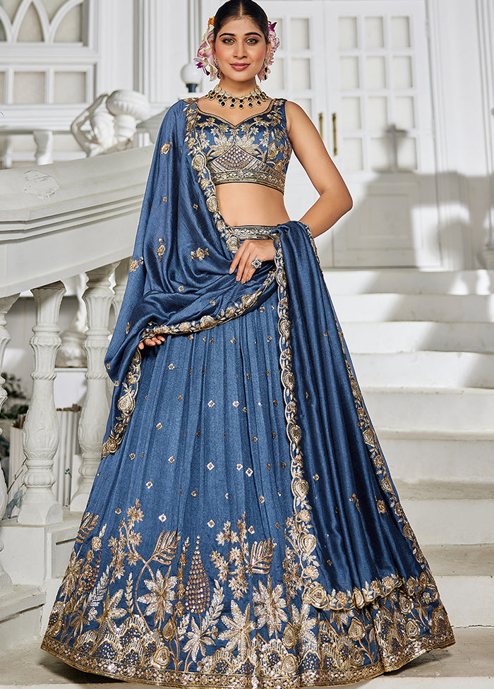 Blue Georgette Dupatta Lehenga Set