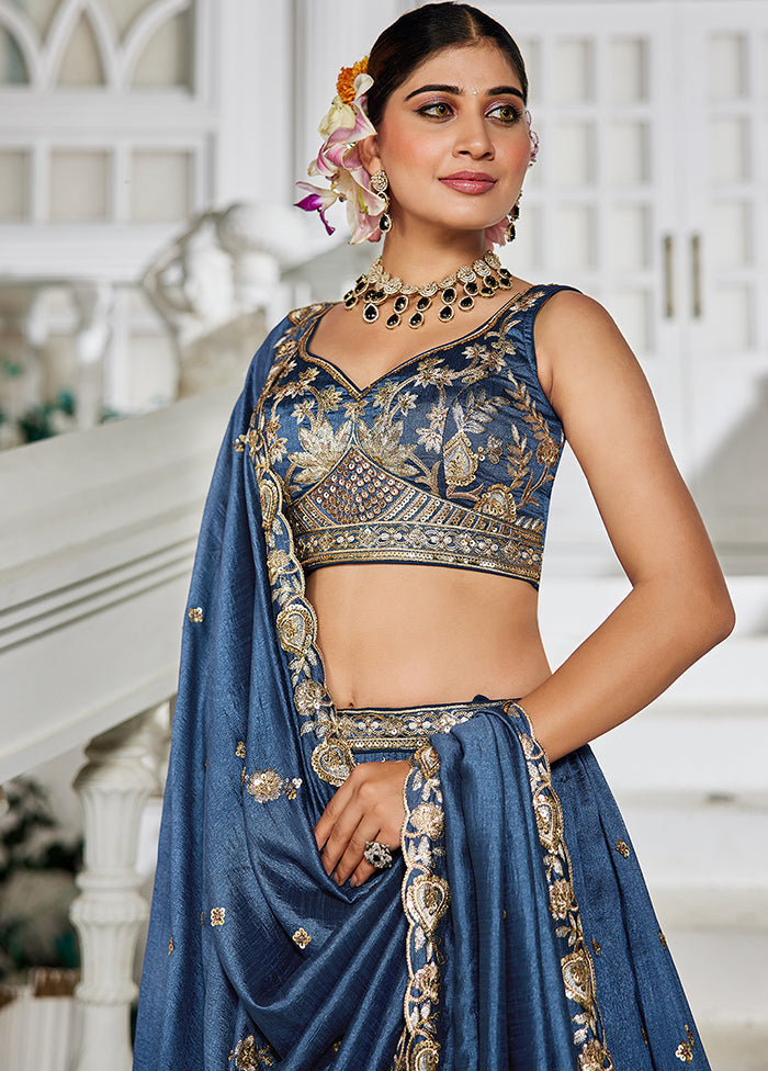 Blue Georgette Dupatta Lehenga Set