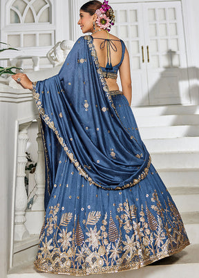 Blue Georgette Dupatta Lehenga Set