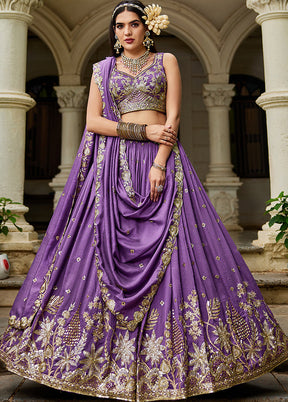 Purple Georgette Dupatta Lehenga Set