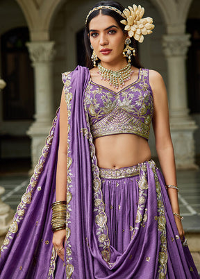 Purple Georgette Dupatta Lehenga Set