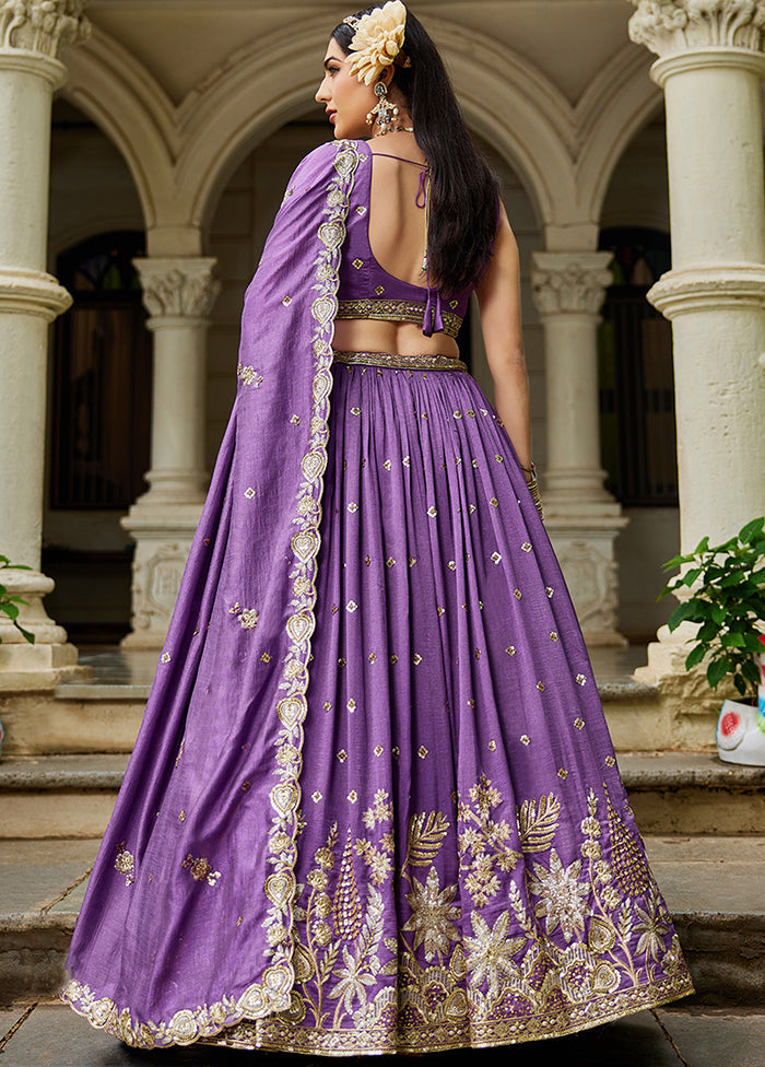 Purple Georgette Dupatta Lehenga Set