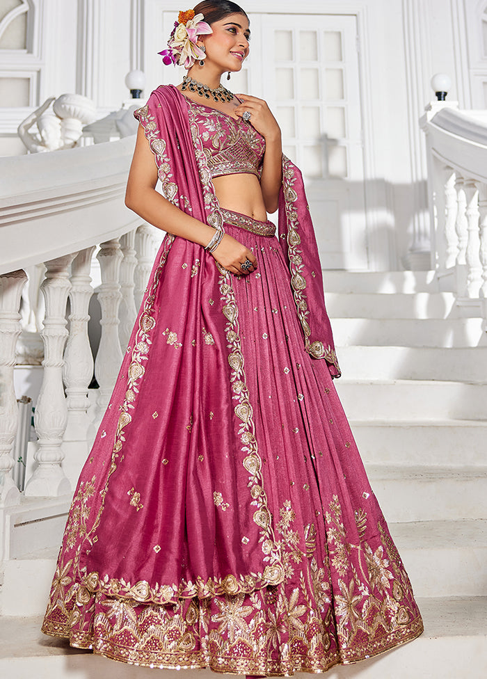 Pink Georgette Dupatta Lehenga Set