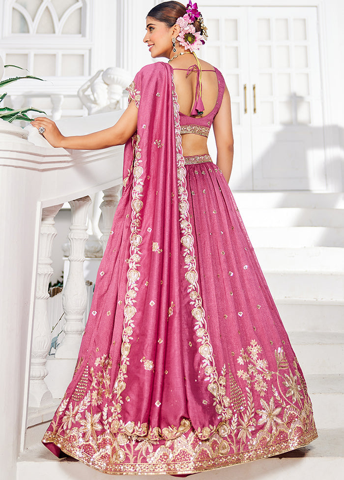 Pink Georgette Dupatta Lehenga Set