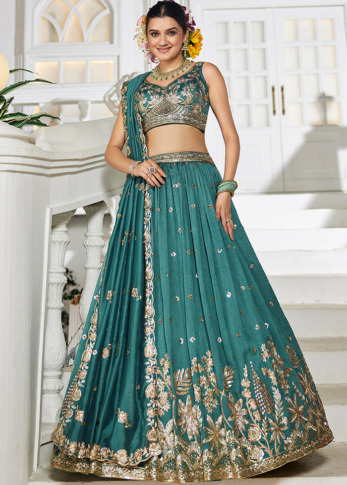 Green Georgette Dupatta Lehenga Set