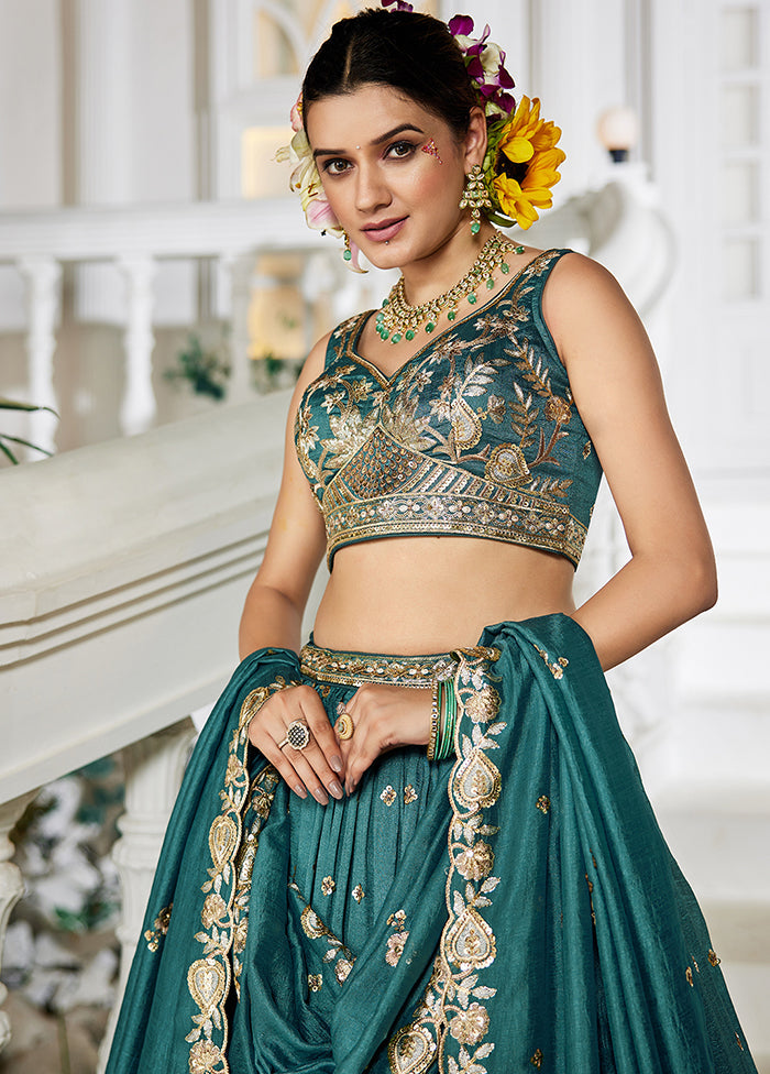 Green Georgette Dupatta Lehenga Set