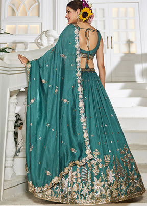Green Georgette Dupatta Lehenga Set