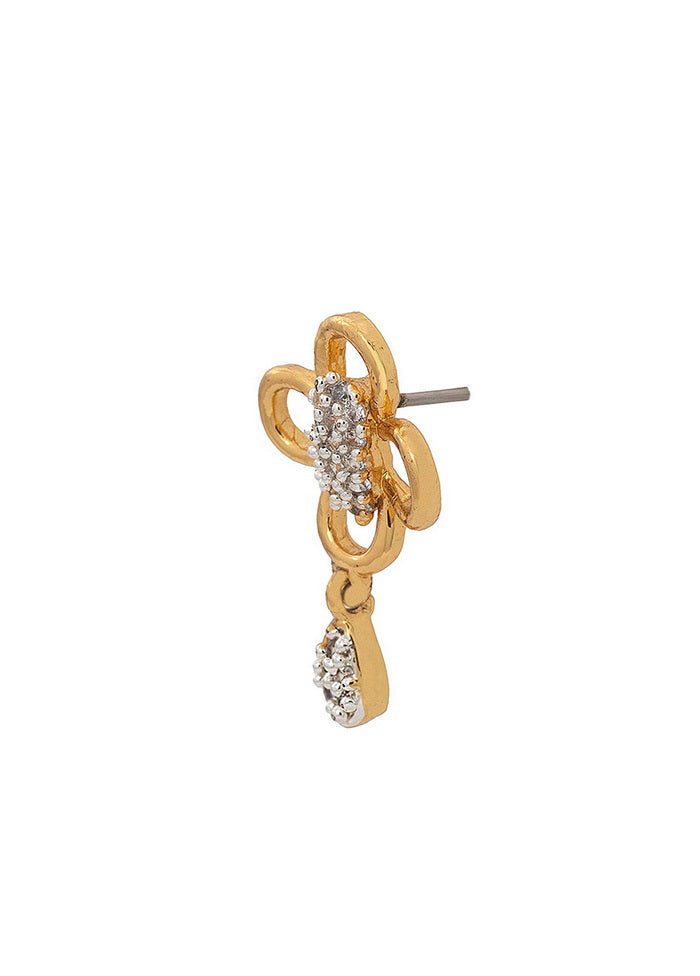 Estele 24 Kt Gold Plated American Diamond Flower Earrings for Women - Indian Silk House Agencies